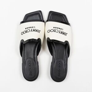 JIMMY CHOO Nako Flat Sandals $650 EU 38.5 Latte Mix w/ two soft linen dust bags